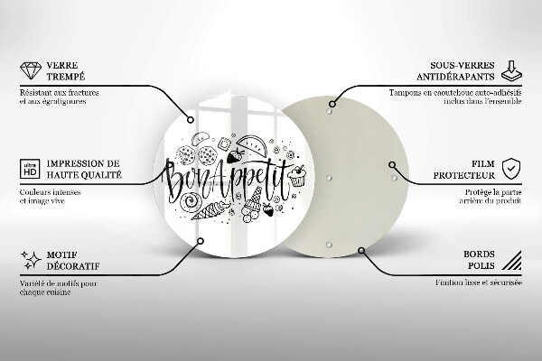 Skärbräda glas unik Bon Appetit inskription