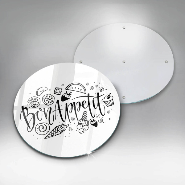 Skärbräda glas unik Bon Appetit inskription