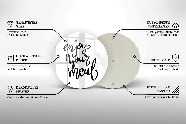 Skärbräda glas unik Inskription Njut av din måltid