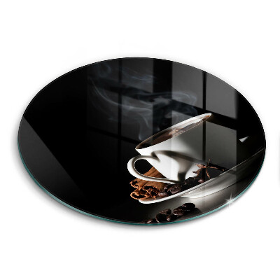 Skärbräda glas unik En kopp varmt kaffe