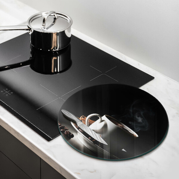 Skärbräda glas unik En kopp varmt kaffe