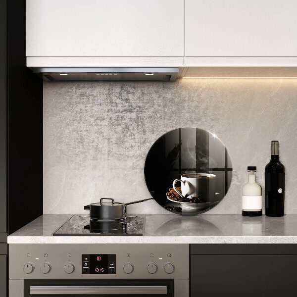 Skärbräda glas unik En kopp varmt kaffe