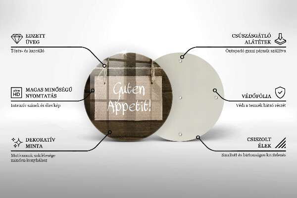 Skärbräda glas unik Guten Apetit inskription på tavlor