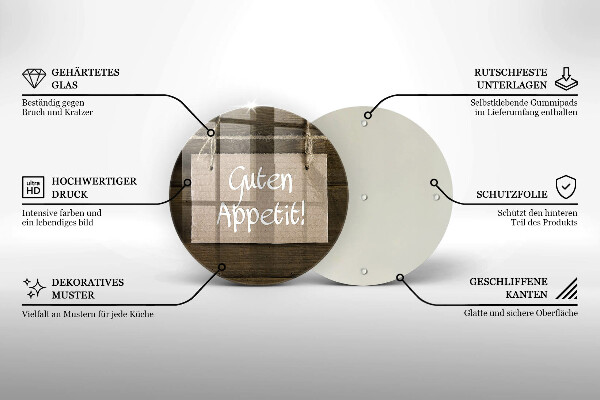 Skärbräda glas unik Guten Apetit inskription på tavlor