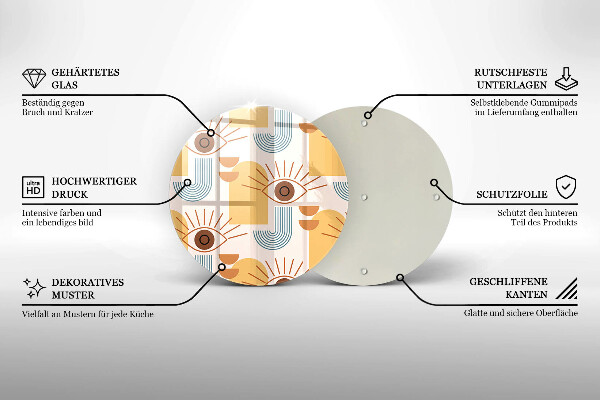 Skärbräda glas unik Boho ögonmönster