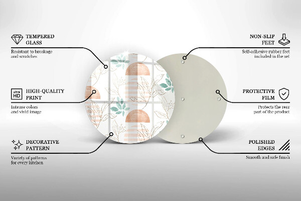 Skärbräda glas unik Boho löv mönster