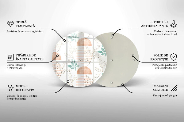 Skärbräda glas unik Boho löv mönster