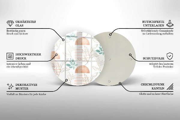 Skärbräda glas unik Boho löv mönster