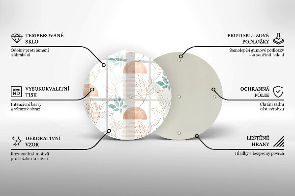 Skärbräda glas unik Boho löv mönster