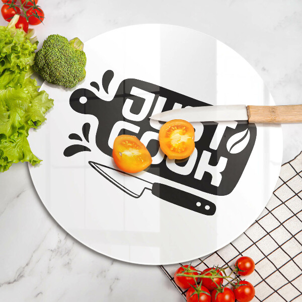Skärbräda glas unik Köksinskription Bara laga mat