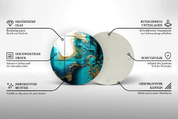 Skärbräda glas unik Turkos abstraktion