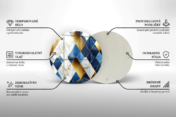 Skärbräda glas unik Gyllene marmor romber