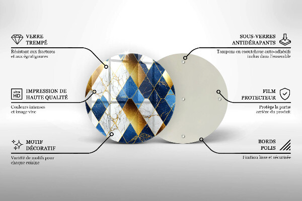 Skärbräda glas unik Gyllene marmor romber