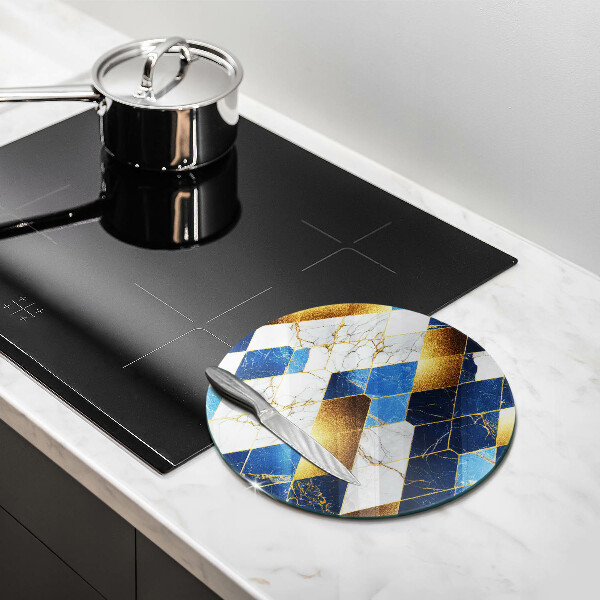 Skärbräda glas unik Gyllene marmor romber