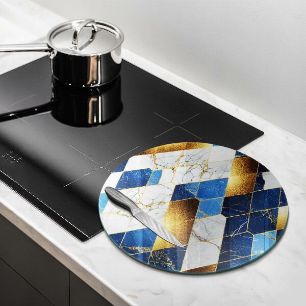 Skärbräda glas unik Gyllene marmor romber