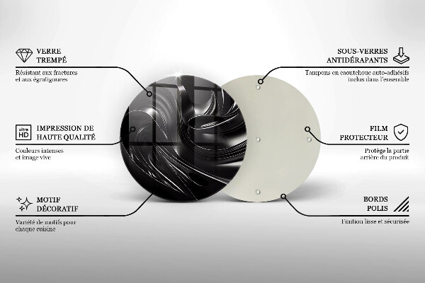 Skärbräda glas unik Abstrakt svart massa