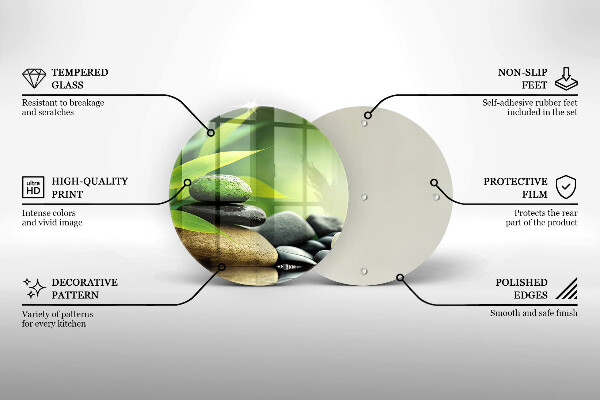 Skärbräda glas unik Zen bambu stenar