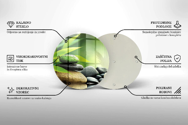 Skärbräda glas unik Zen bambu stenar