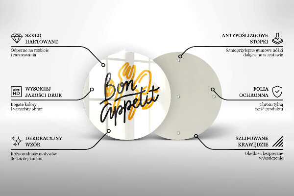 Skärbräda glas unik Bon Appetit inskription