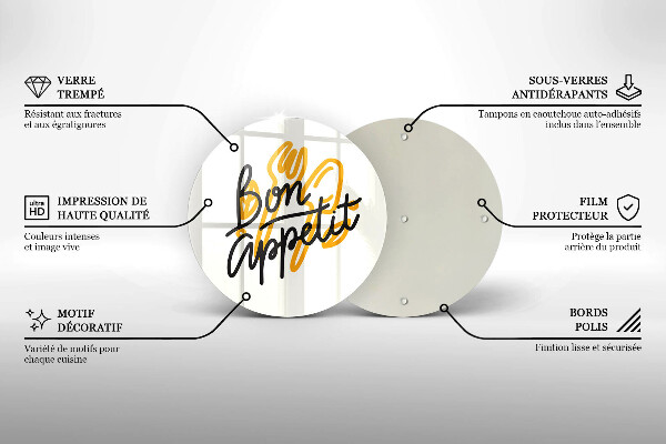 Skärbräda glas unik Bon Appetit inskription