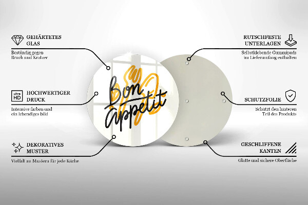 Skärbräda glas unik Bon Appetit inskription