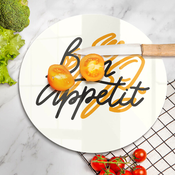 Skärbräda glas unik Bon Appetit inskription