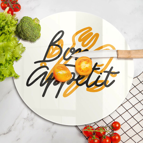 Skärbräda glas unik Bon Appetit inskription