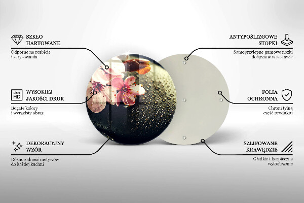Skärbräda glas unik Blommor zen stenar