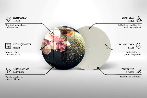 Skärbräda glas unik Blommor zen stenar
