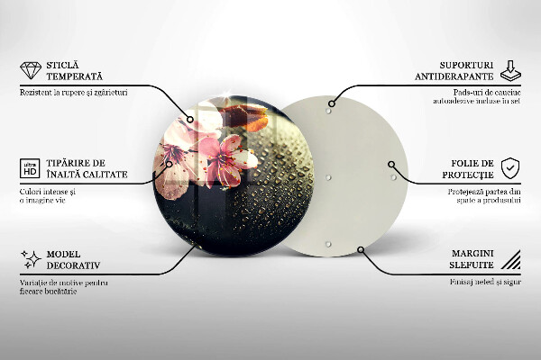 Skärbräda glas unik Blommor zen stenar
