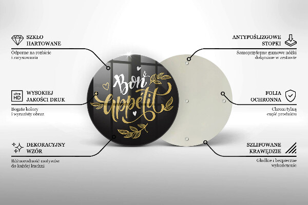 Skärbräda glas unik Bon Appetit inskription