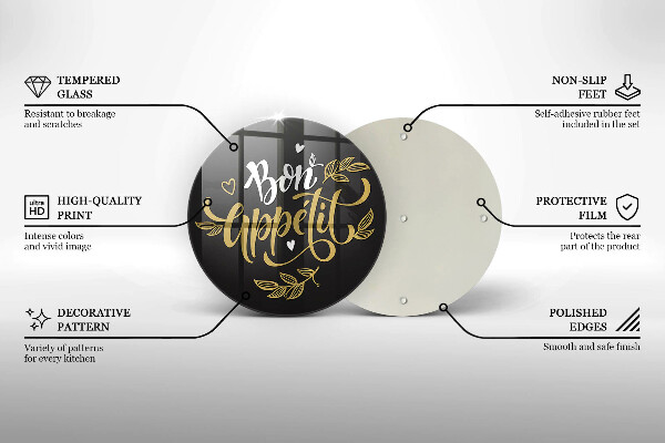 Skärbräda glas unik Bon Appetit inskription