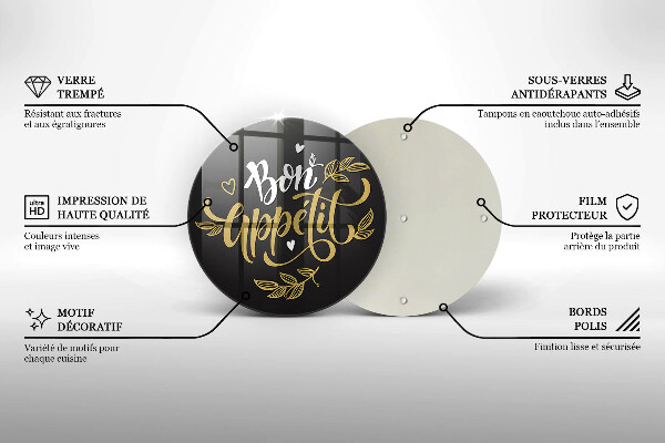 Skärbräda glas unik Bon Appetit inskription