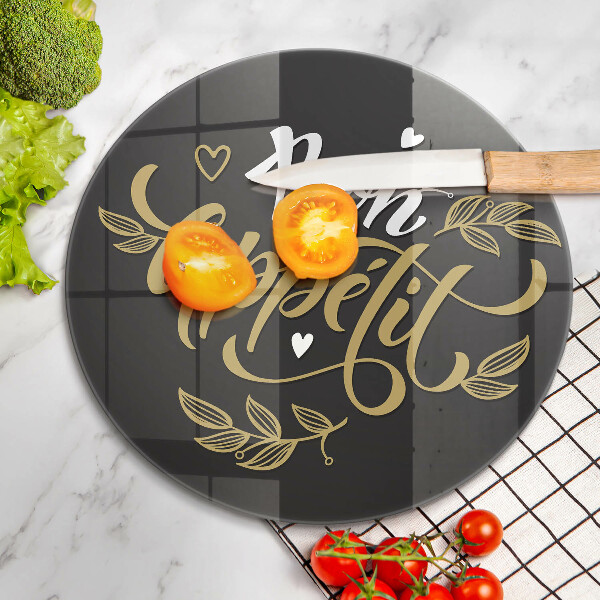 Skärbräda glas unik Bon Appetit inskription