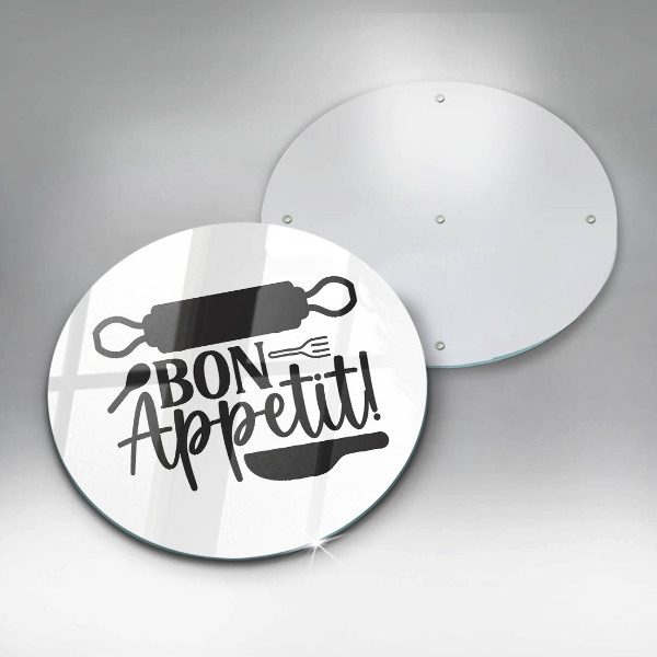 Skärbräda glas unik Bon Appetit inskription