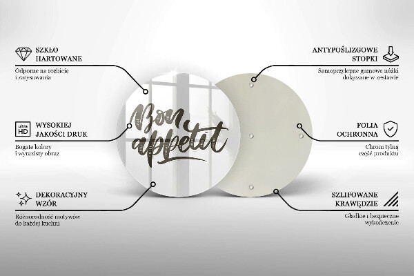 Skärbräda glas unik Bon Appetit inskription