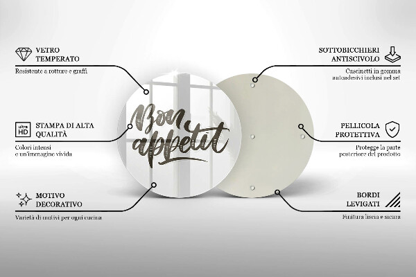 Skärbräda glas unik Bon Appetit inskription