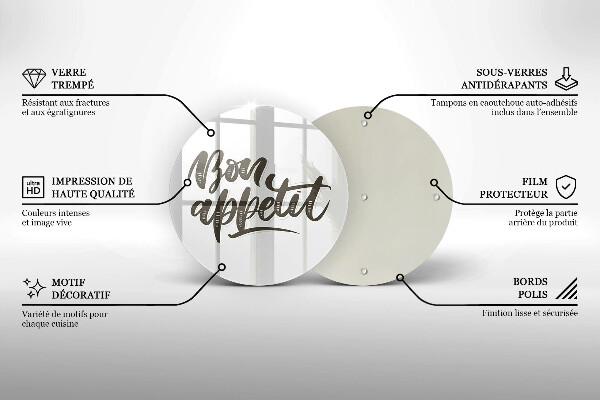 Skärbräda glas unik Bon Appetit inskription