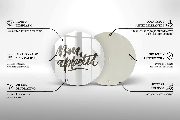 Skärbräda glas unik Bon Appetit inskription