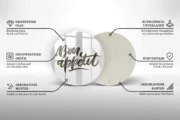Skärbräda glas unik Bon Appetit inskription
