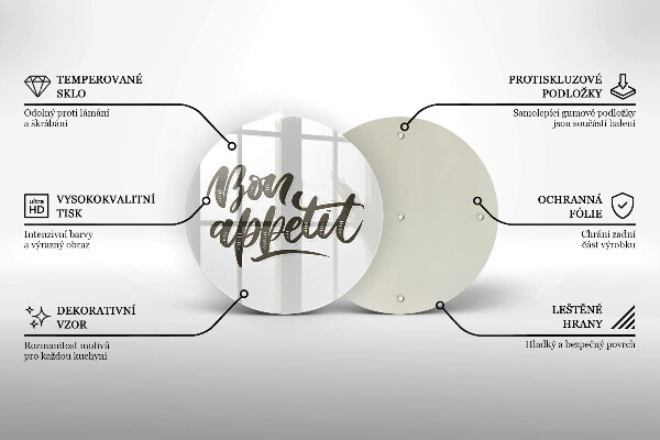 Skärbräda glas unik Bon Appetit inskription