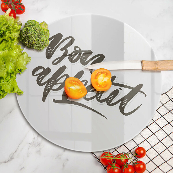 Skärbräda glas unik Bon Appetit inskription