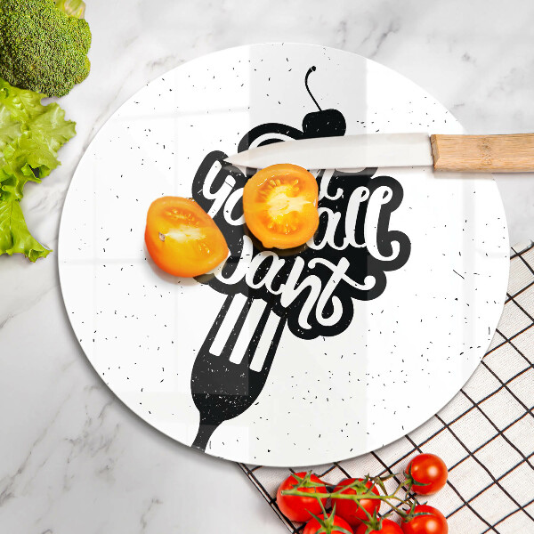 Skärbräda glas unik Inskriptionen Ät ni alla vill ha