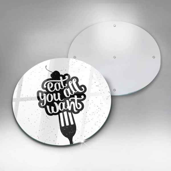 Skärbräda glas unik Inskriptionen Ät ni alla vill ha