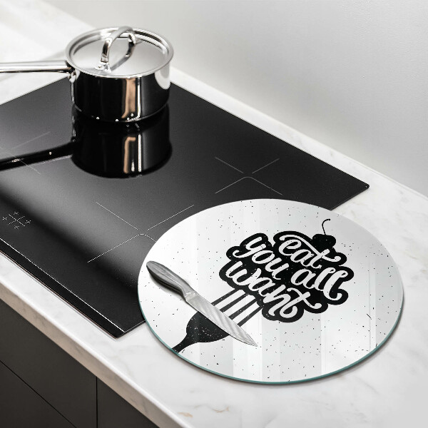 Skärbräda glas unik Inskriptionen Ät ni alla vill ha