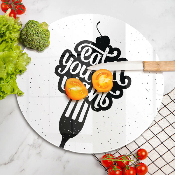 Skärbräda glas unik Inskriptionen Ät ni alla vill ha