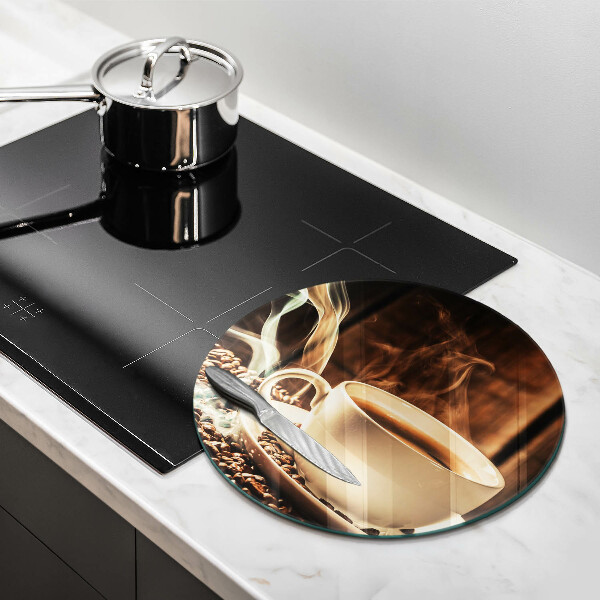 Skärbräda glas unik Kopp och kaffebönor