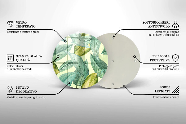 Skärbräda glas unik Gröna tropiska löv