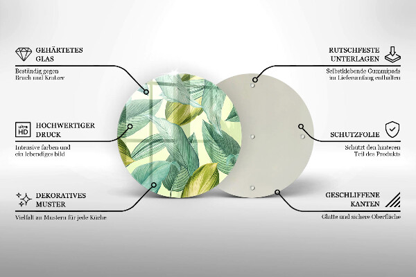 Skärbräda glas unik Gröna tropiska löv