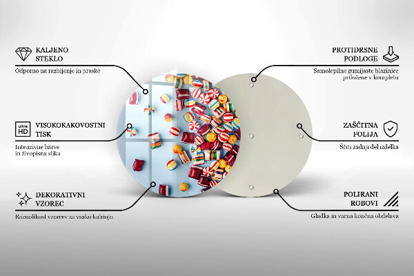 Skärbräda glas unik Färgglada godis